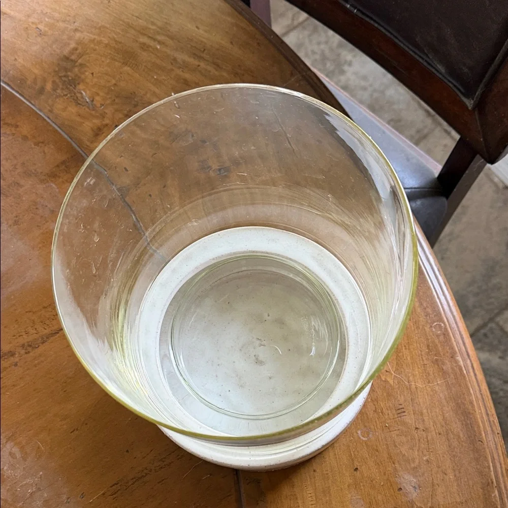 West Elm Glass and White Ceramic Base Candle Holder